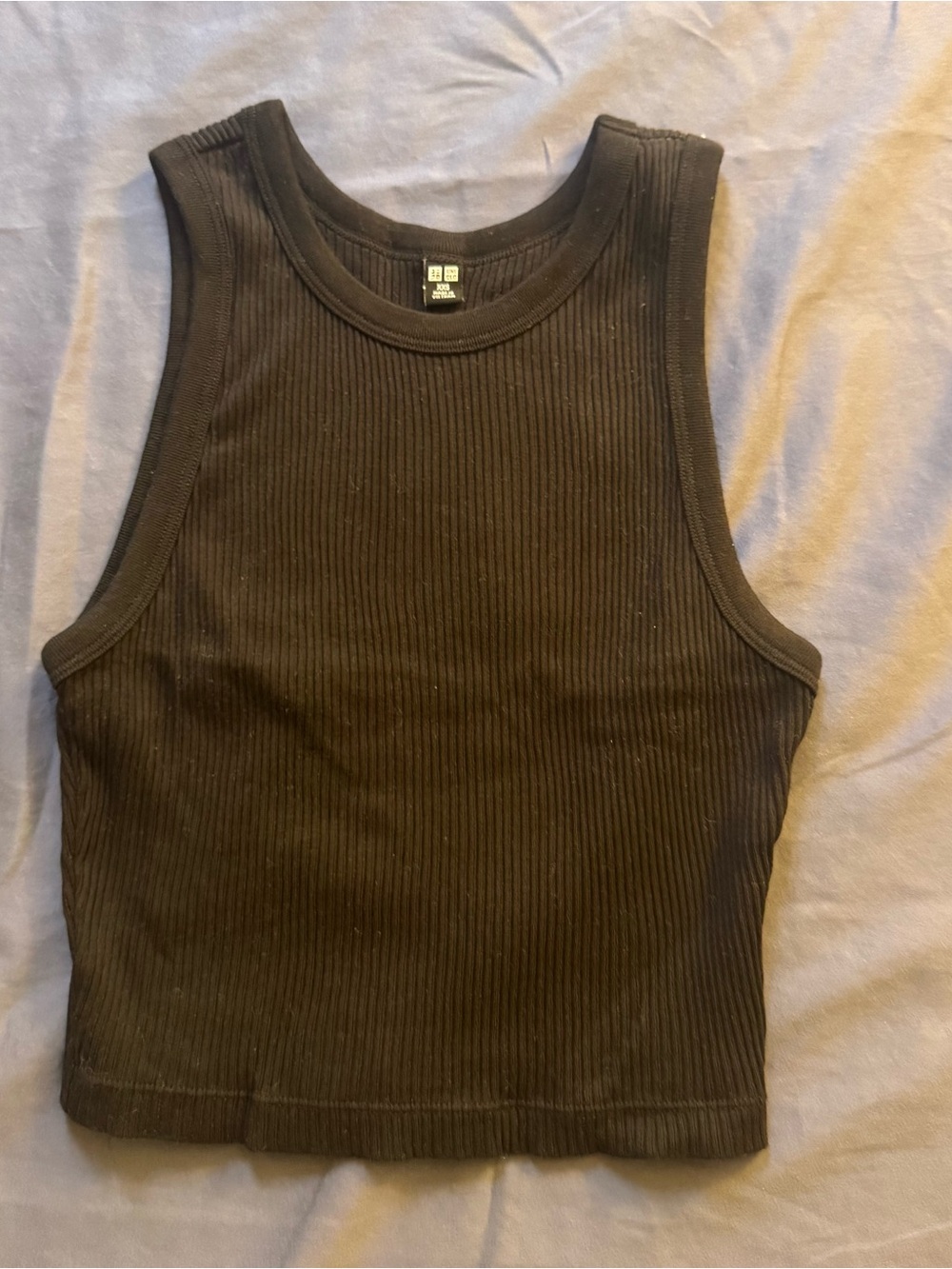 Uniqlo Black Ribbed Cropped Tank Top - Women's Sleeveless Tee